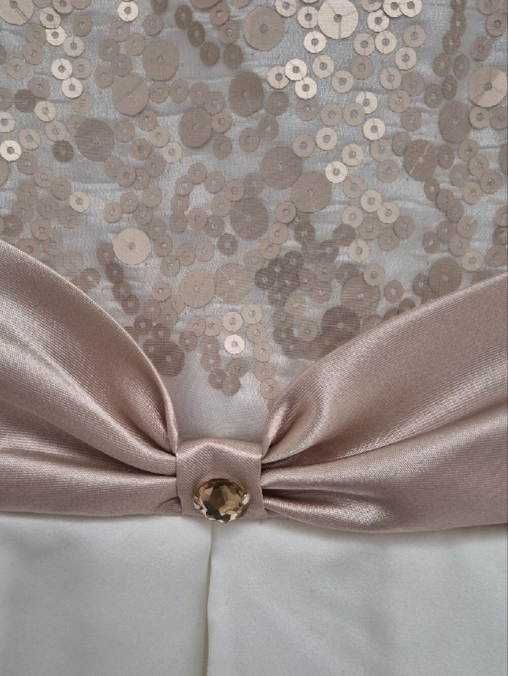 Jona Michelle Ivory Dress with Champagne Sequin Bodice and Sash - Picture 2 of 8